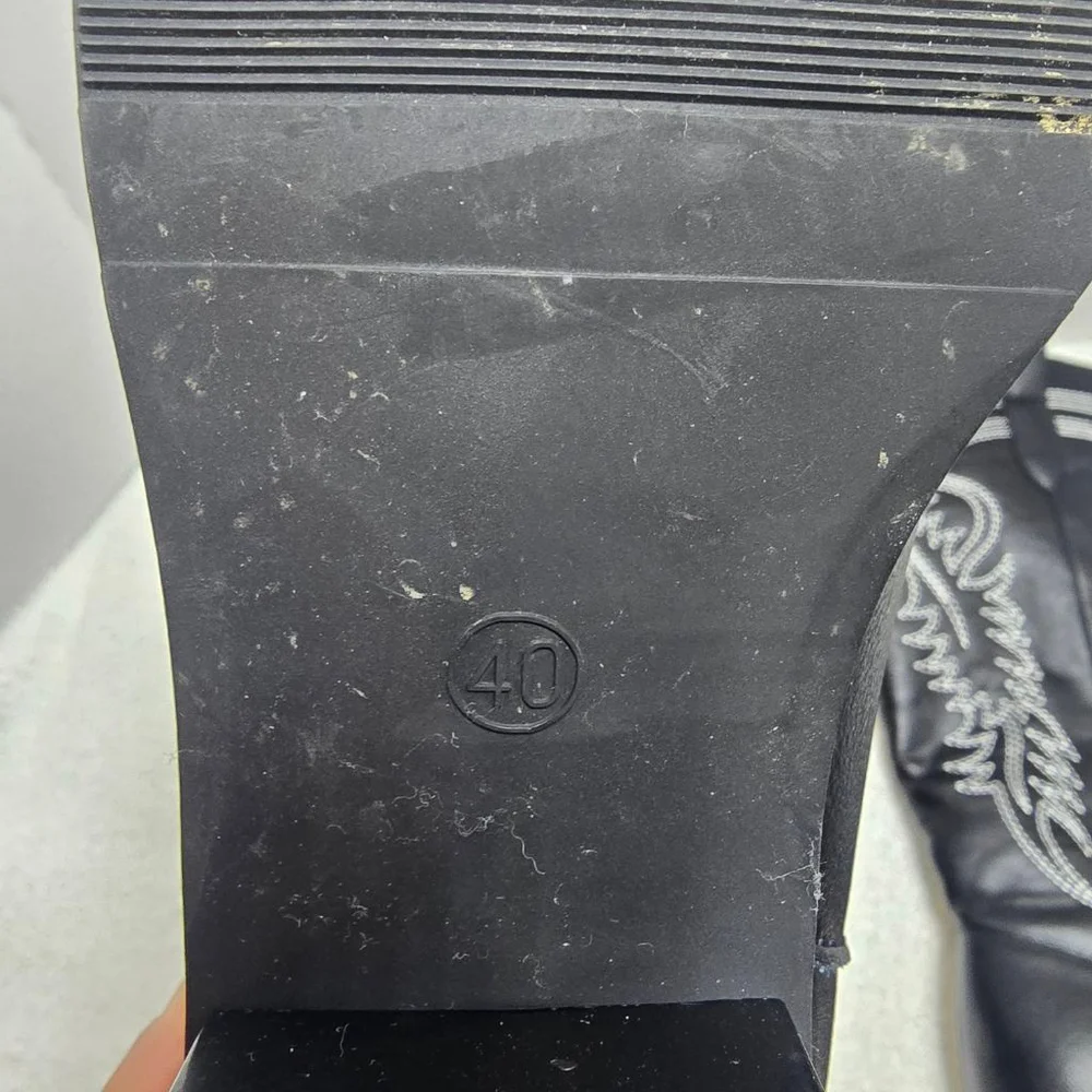 Women's Unbranded Black and White Heeled Cowboy Boots Size 9 - Picture 10 of 10